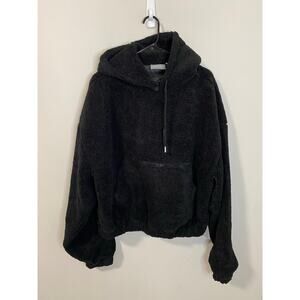 NWT Cernucci Unisex Boxy Sherpa Borg Oversized Hoodie, Black Size S